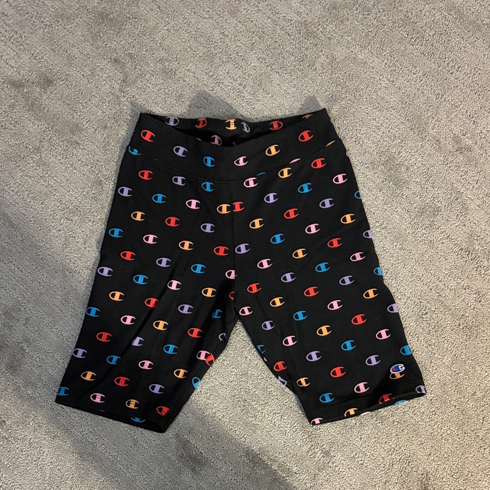 Champion Kids' Black Shorts with Multicolor Logo
